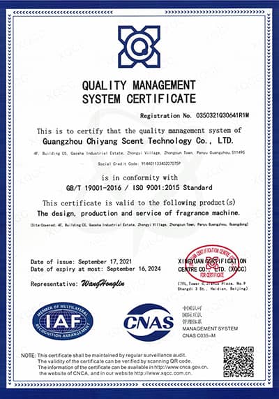SCENTA ISO certificate reference